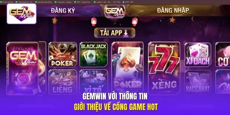 Gemwin với thông tin giới thiệu về cổng game hot